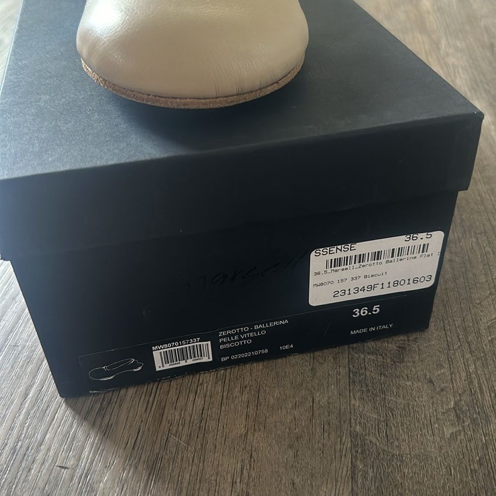 Marsell Zerotto Leather Slip-On Ballerina Flats Shoes Beige Women's Size 36.5 - Picture 7 of 7